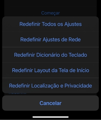redefinir todas as configurações do iphone