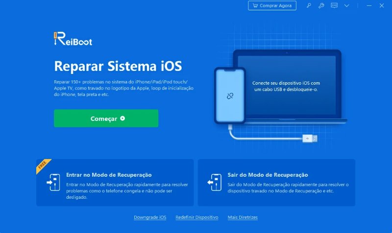 Tela de Atualizar / Fazer Downgrade do iOS no ReiBoot