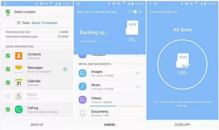 como fazer um backup no celular samsung