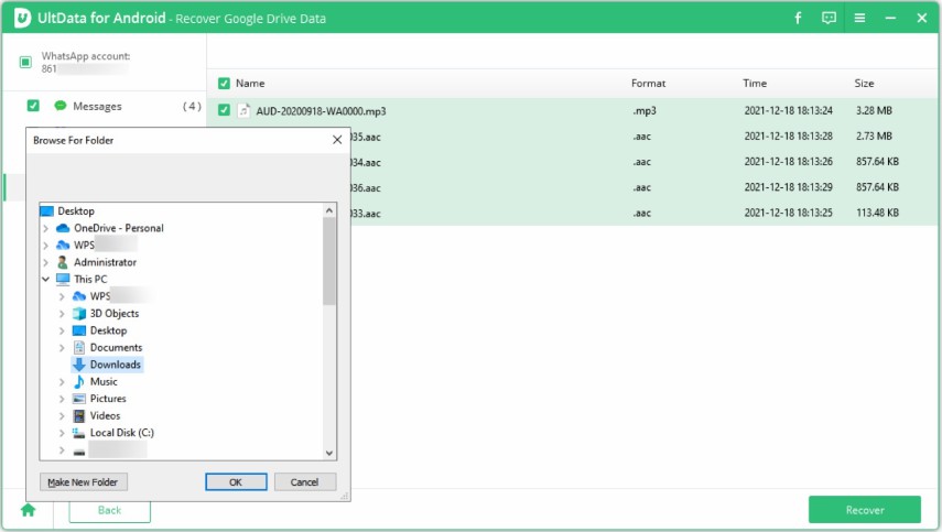 como achar o backup do whatsapp no google drive via ultdata for android