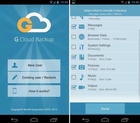backup samsung via G Cloud Backup