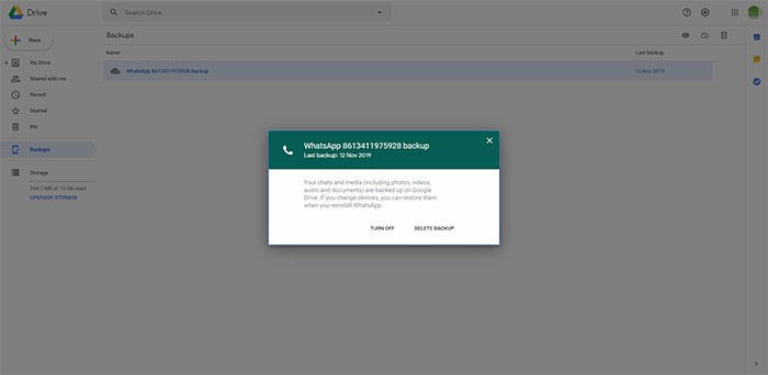 onde fica o backup do whatsapp no google drive no pc