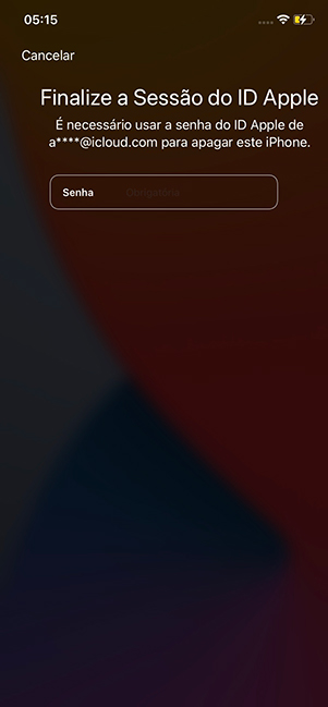 finalizar a sessão de Apple ID