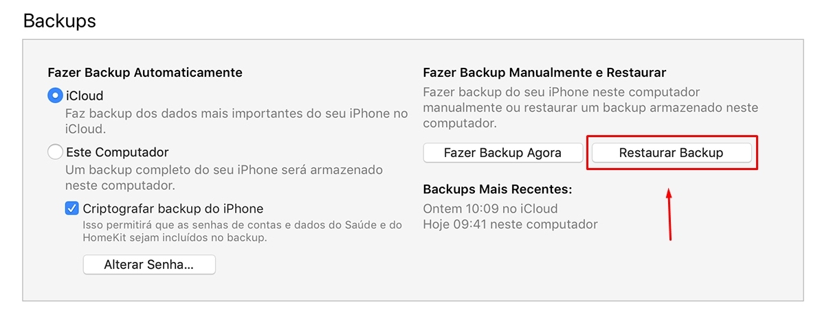 backup do itunes
