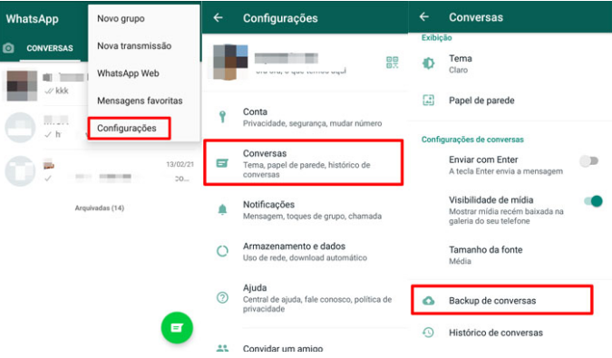 como fazer backup whatsapp android