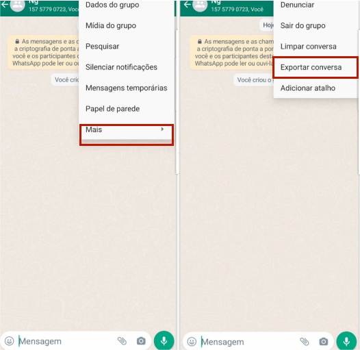exportar conversas do WhatsApp