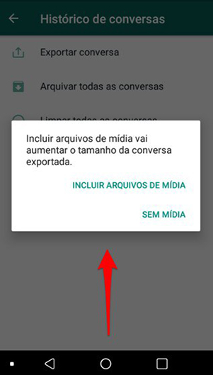 Exportar com arquivos de mídisaou sem arquivos de mídia