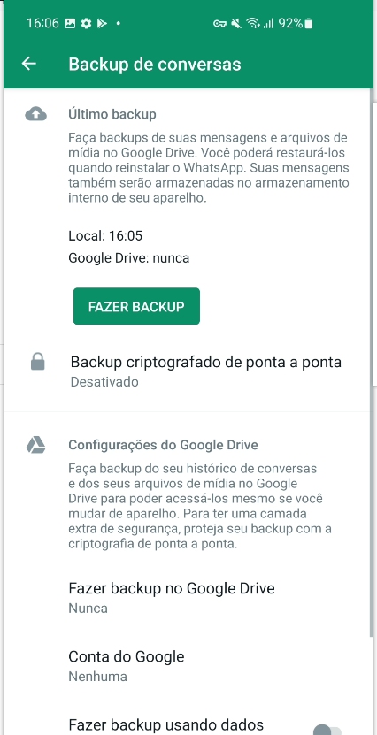 fazer backup android