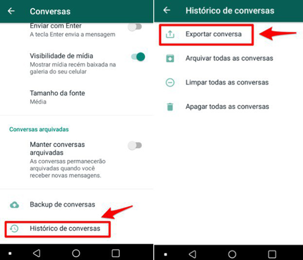 Histórico de conversas