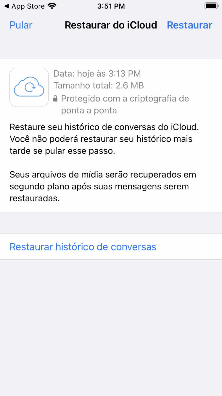 restaurar backup com icloud