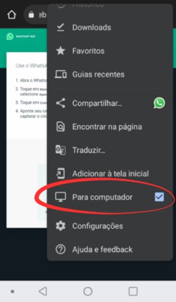 como usar whatsapp web no celular