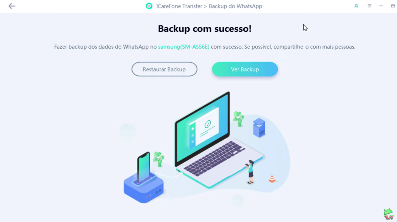 Aguarde até que o backup seja concluído