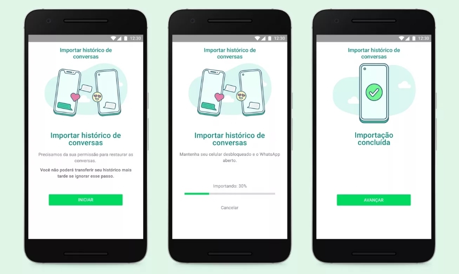 concluir a transferência das mensagens do WhatsApp