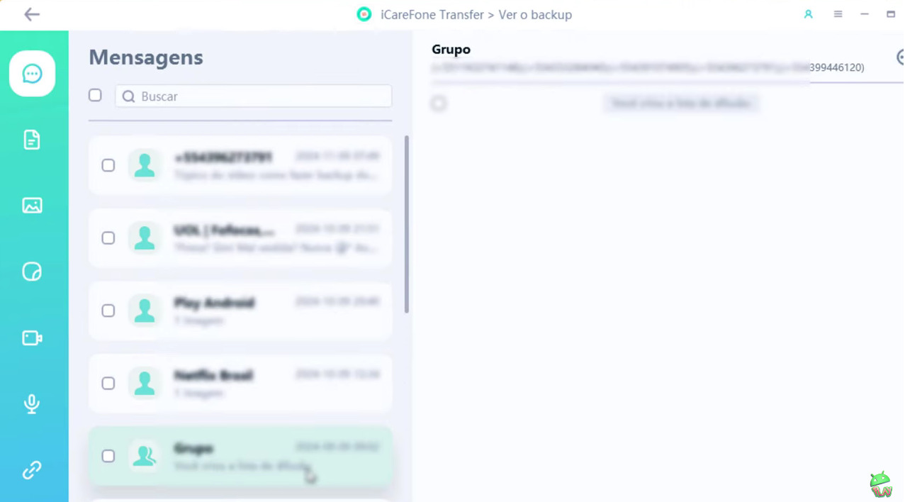 Visualizar e salvar o backup no PC